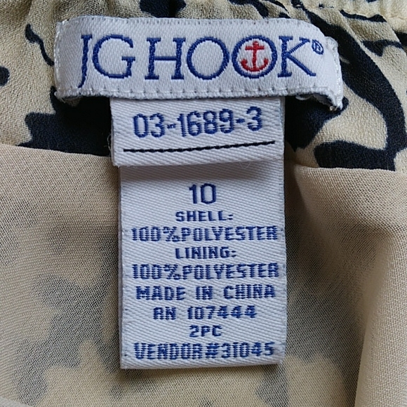 J. G. Hook Floral Tropical A-Line Lined Midi Skirt 10 Navy Blue Cream - Picture 2 of 14